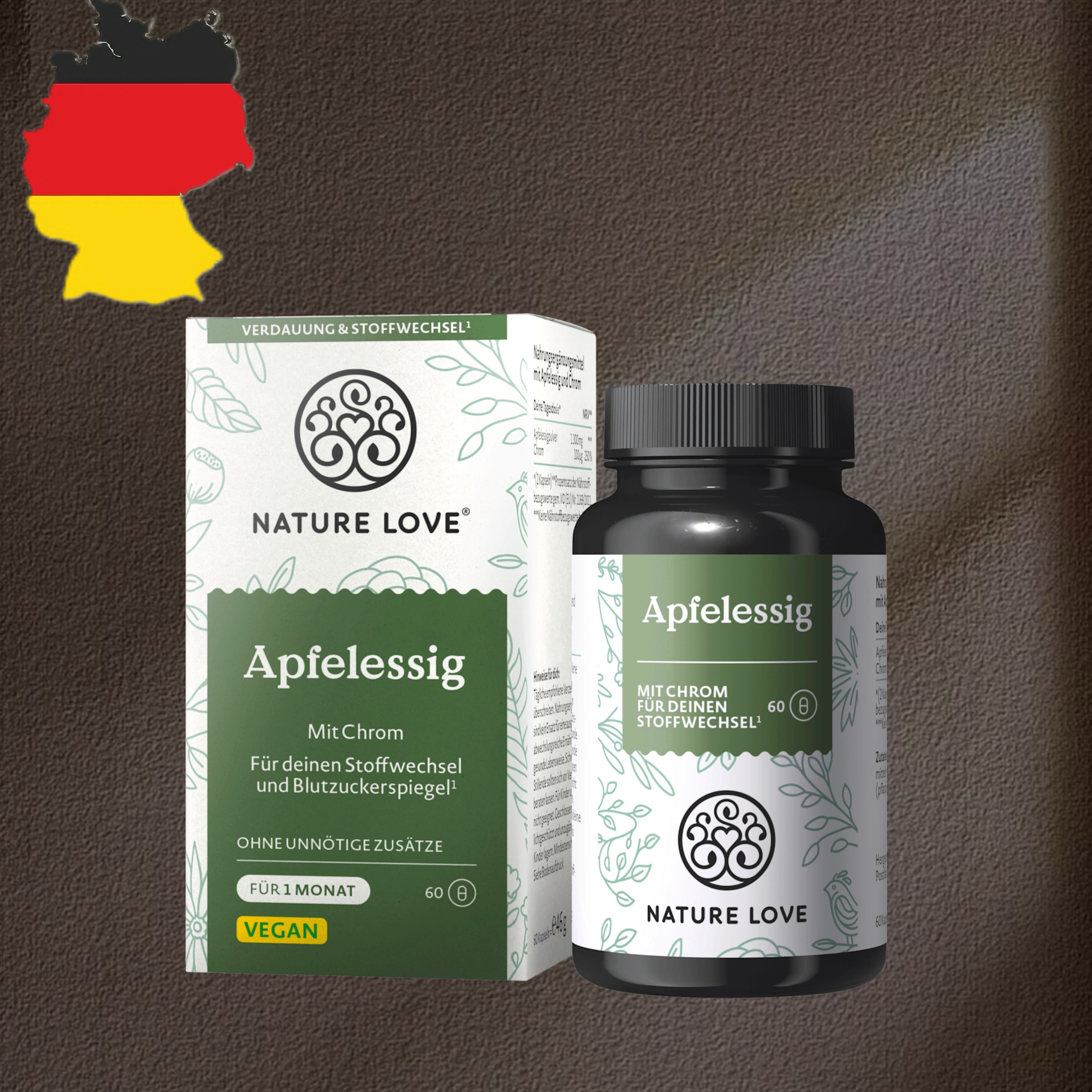 德国代购【全场满300包邮】Nature Love苹果醋囊粒46g