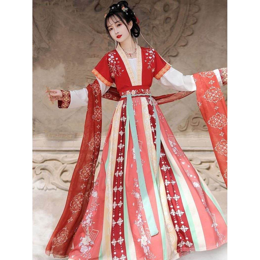 小个子唐制正品汉服女学生唐褙子半臂齐腰襦裙刺绣春夏日常款古装