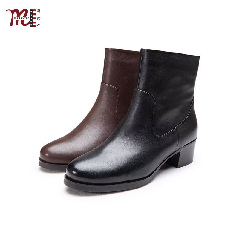 时装靴中跟女鞋马内尔简约风