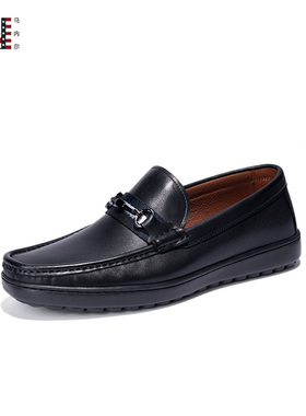 马内尔乐福鞋男2023年夏季新款一脚蹬马衔扣商务休闲皮鞋M34051
