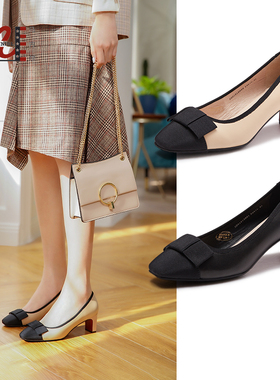 马内尔高跟鞋气质高级配裙子不累脚晚晚鞋新款黑色小香风单鞋女
