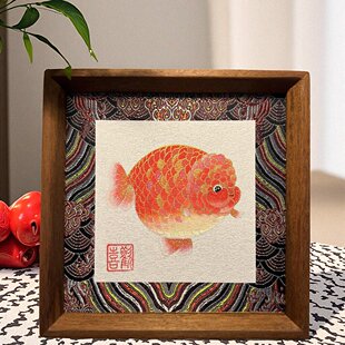 新中式工笔画小品实木相框摆台乔迁礼物画花鸟书房桌面小摆件画框