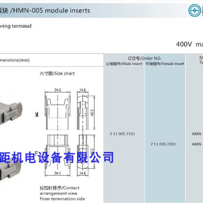 西霸士SIBAS泰科TE工业航空矩形插连接器框架模块HMN-005-MS/FS