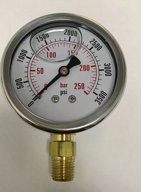 耐震压力表 YNA-60 0-250bar 3500psi 直径68mm 螺纹NPT1/4 25mpa