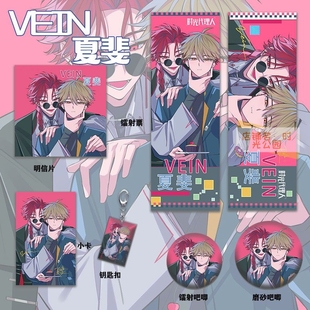 VEIN&夏斐同人周边时光代理人徽章镭射票吧唧小卡明信片 25新款