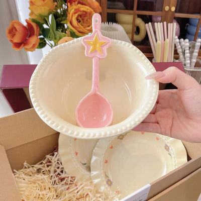 星星勺子陶瓷长柄家用高颜值勺子