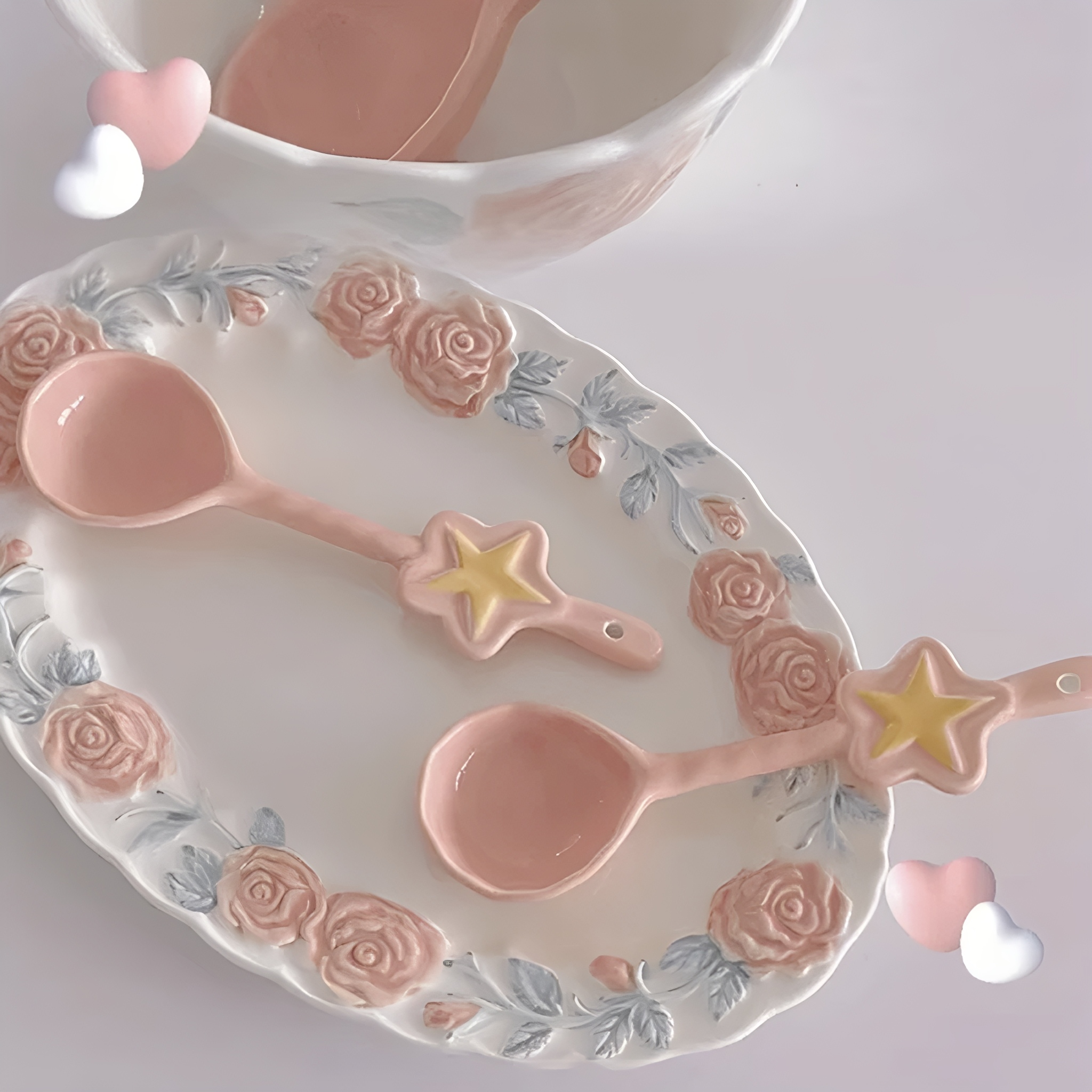 少女粉可爱高颜值星星勺陶瓷调羹