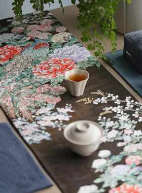 引之西阵织高端茶席织锦茶垫真丝茶礼品精致织金织银茶旗正绢桌旗