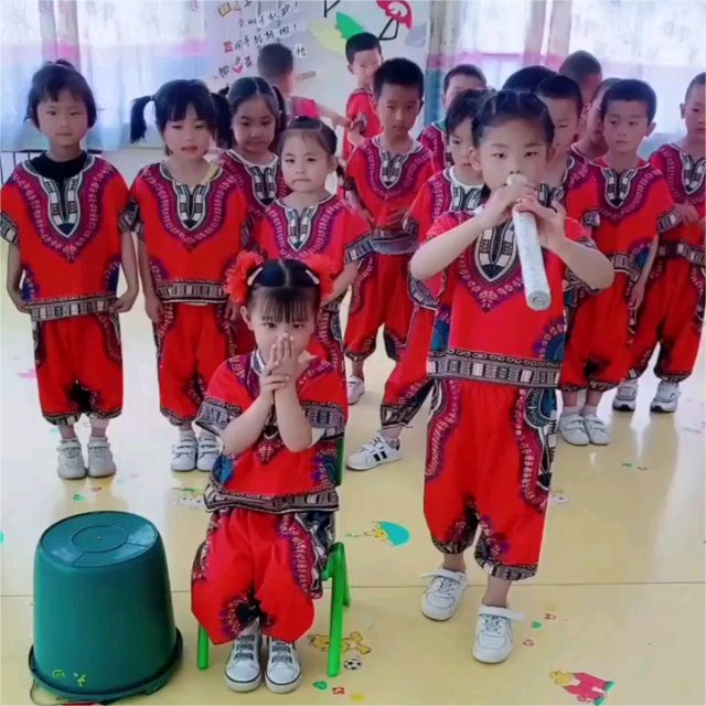 非洲鼓演出服装成人民族风泰国舞蹈儿童野人表演短袖套装手鼓傣族