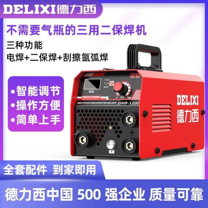 德力西气二保焊机1200家用220v电焊二保焊三用一体工业焊机全套