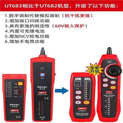 优利德UT682网络寻线仪UT683KIT抗干扰巡线查线器685BKIT网线测试
