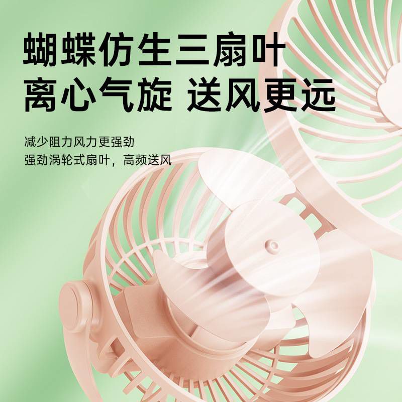 USB风扇夹式小小型学生宿舍床上可充电夹扇迷你便携式手持随身超