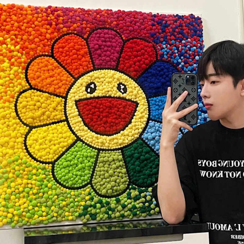 太阳花diy装饰画毛球画数字油画手工diy礼物打发时间装饰自己做