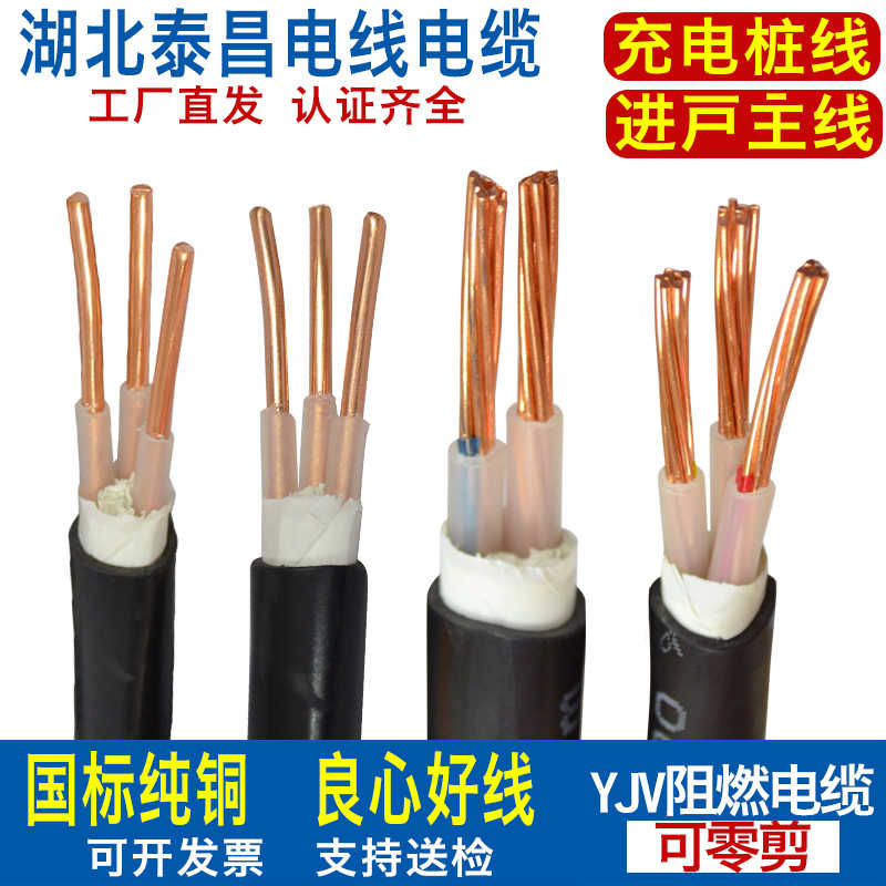 泰昌国电缆线充电桩专用电线纯铜芯YJV10 3*6平方护套线三芯硬