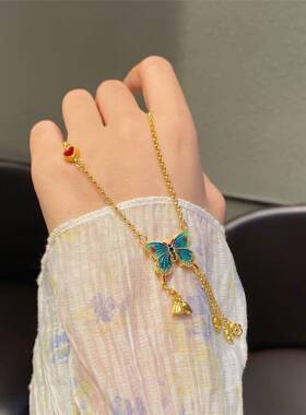 古法传承经典烧蓝蝴蝶气套流苏新款爆款精致轻奢设计感复链古质