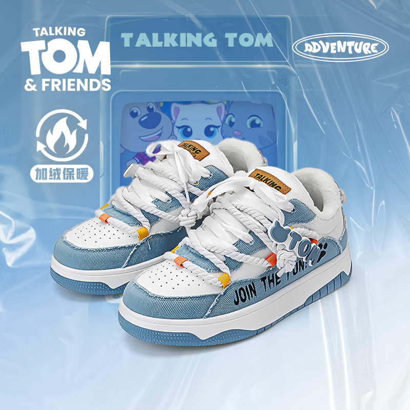 汤姆猫冬季板鞋情侣加绒保暖棉鞋