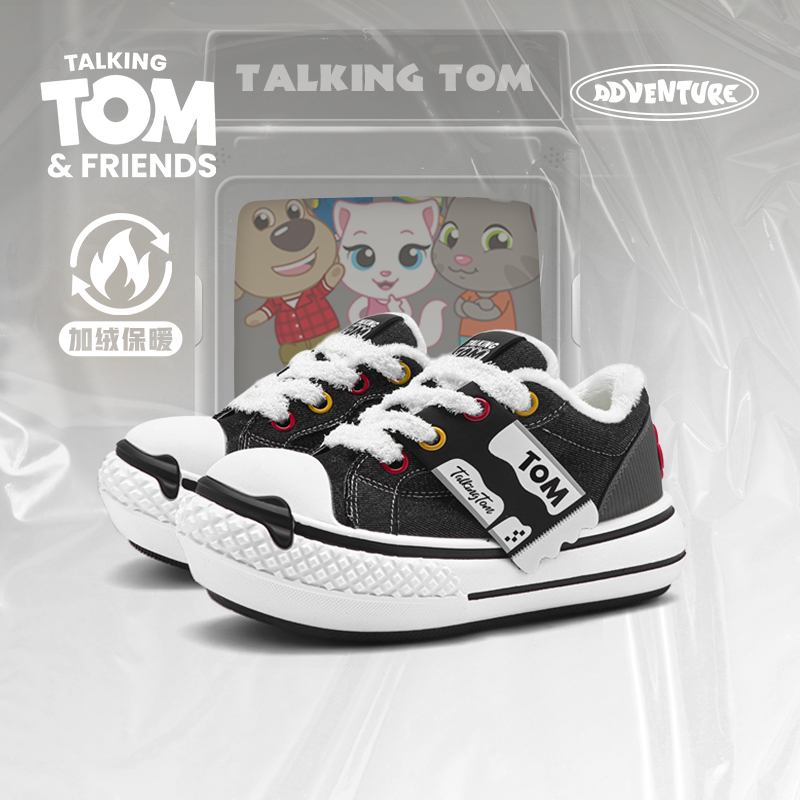 汤姆猫加绒帆布板鞋保暖大头鞋