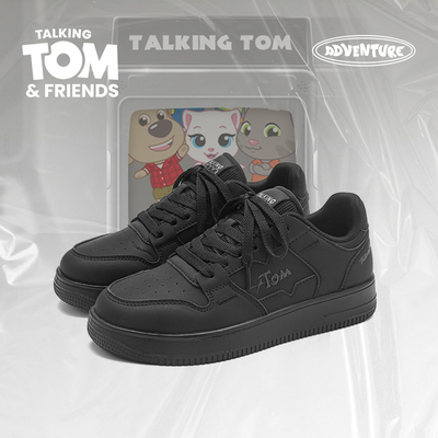 汤姆猫男生黑色休闲百搭板鞋