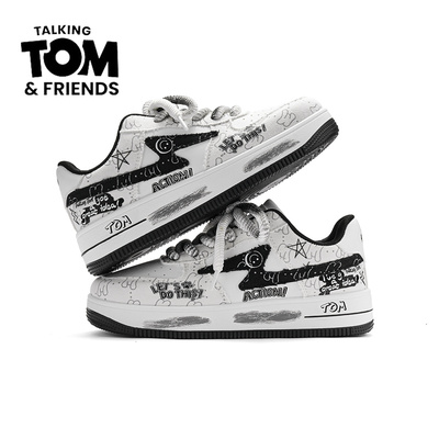 汤姆猫男生板鞋涂鸦小白鞋