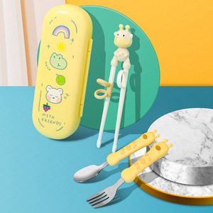 长颈鹿儿童筷子训练筷专用学习筷练习筷婴儿勺子宝宝吃饭餐具套装
