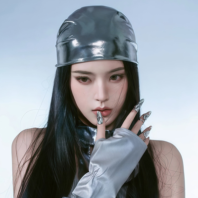 美式辣妹亮银色包头巾未来感