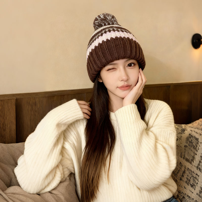费尔岛针织帽子女款冬天2025新款时尚洋气百搭保暖防寒护耳毛线帽