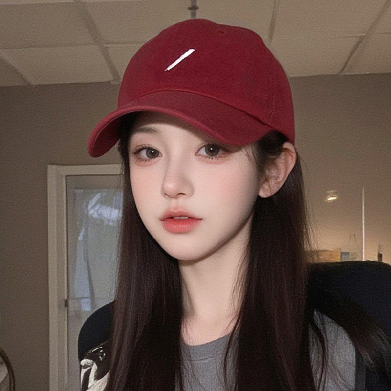 红色鸭舌帽子女2026新款显脸小大帽檐韩系超好看大头围棒球帽男