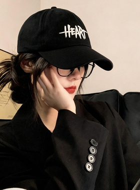 韩系黑色鸭舌帽子女2026新款显脸小大帽檐休闲百搭大头围棒球帽