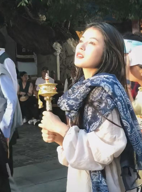 新款民族风腰果披肩女云南新疆西北旅游丝巾草原沙漠防晒头巾围巾