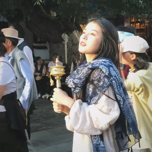 旅游必备！复古民族风腰果花丝巾