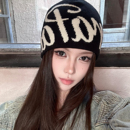 登山帽防寒保暖套头显脸小包头冷帽 2025新款 美式 字母针织帽子女款