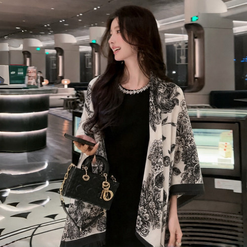 复古棉麻老钱风披肩外搭女