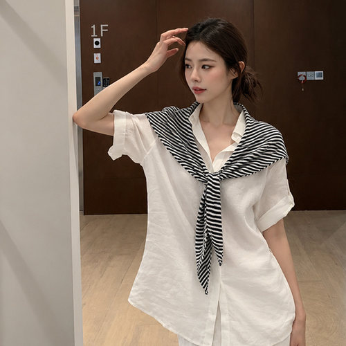 黑白针织条纹披肩女三角巾坎肩