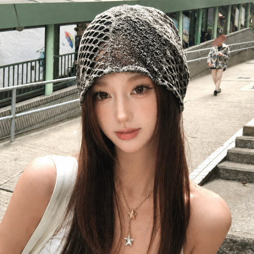 夏季辣妹镂空网格堆堆帽女冷帽