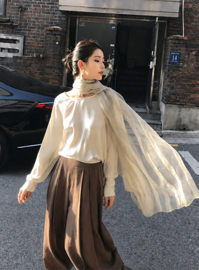 薄雾白色丝巾披肩外搭女2026新款