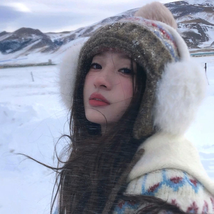 费尔岛帽子女秋冬季加厚保暖护耳针织帽显脸小毛线包头东北雷锋帽