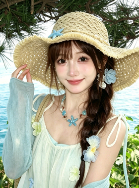 海边遮阳大帽檐度假风草帽