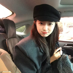 黑色羊毛贝雷帽子女款2026新款秋冬显脸小法式八角帽毛呢画家帽