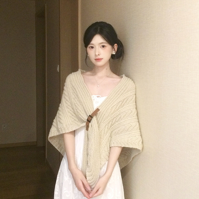 秋冬季韩系针织披肩外搭女开衫