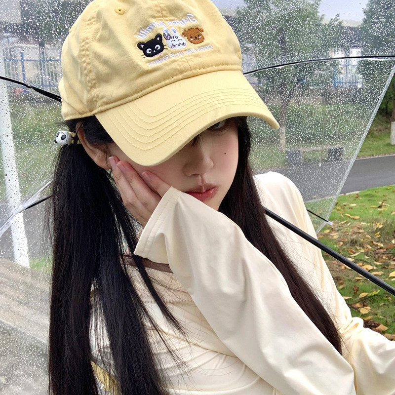 可爱奶黄色棒球帽子女2026新款高级感刺绣百搭大头围显脸小鸭舌帽