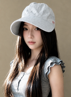 韩系蓝色条纹渔夫帽女2026新款夏显脸小可折叠防晒防紫外线遮阳帽