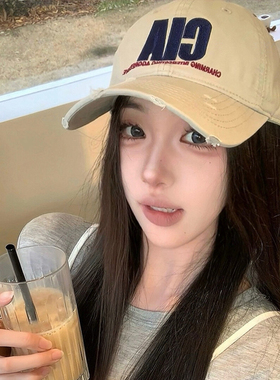 韩版白色字母刺绣棒球帽子女2026新款宽檐大头围显脸小百搭鸭舌帽