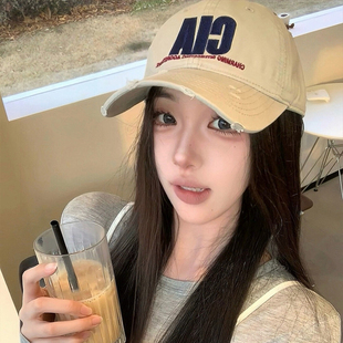 韩版白色字母刺绣棒球帽子女2026新款宽檐大头围显脸小百搭鸭舌帽