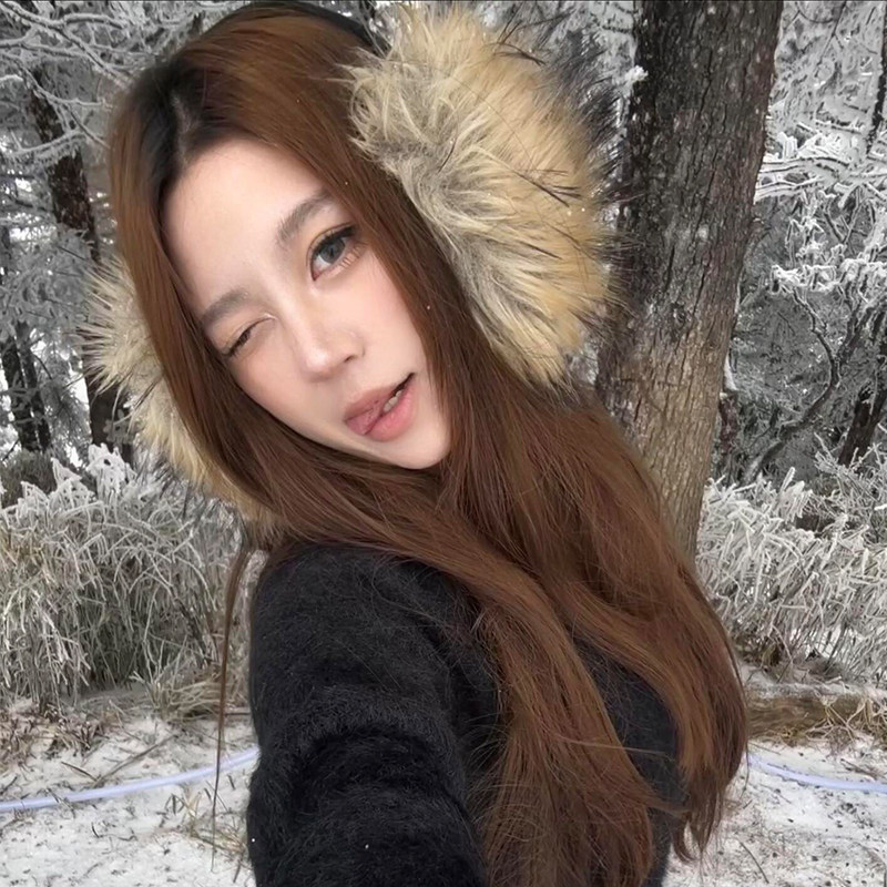 仿狐狸毛耳套女y2k韩版冬天防冻毛绒耳捂棕色东北旅游保暖耳包