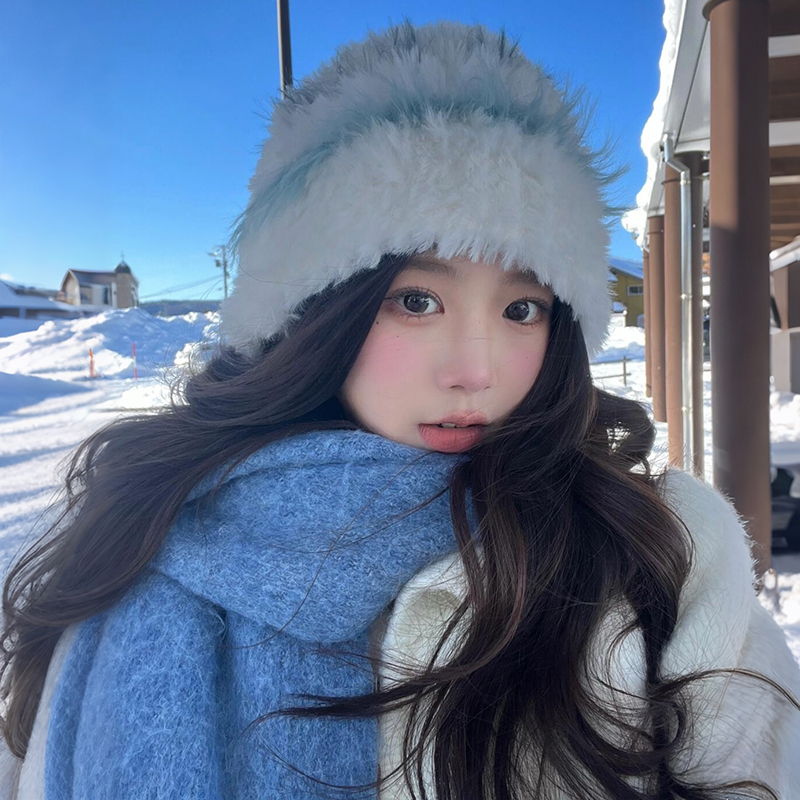 韩系氛围感毛绒帽子女冬季