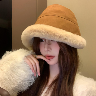 毛绒渔夫帽女2025年新款冬季加厚保暖帽子东北护耳防寒棉帽雷锋帽