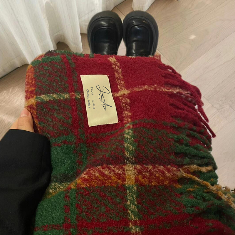 圣诞节红色围巾女冬季2025新款高级韩系氛围感加厚保暖新年围脖