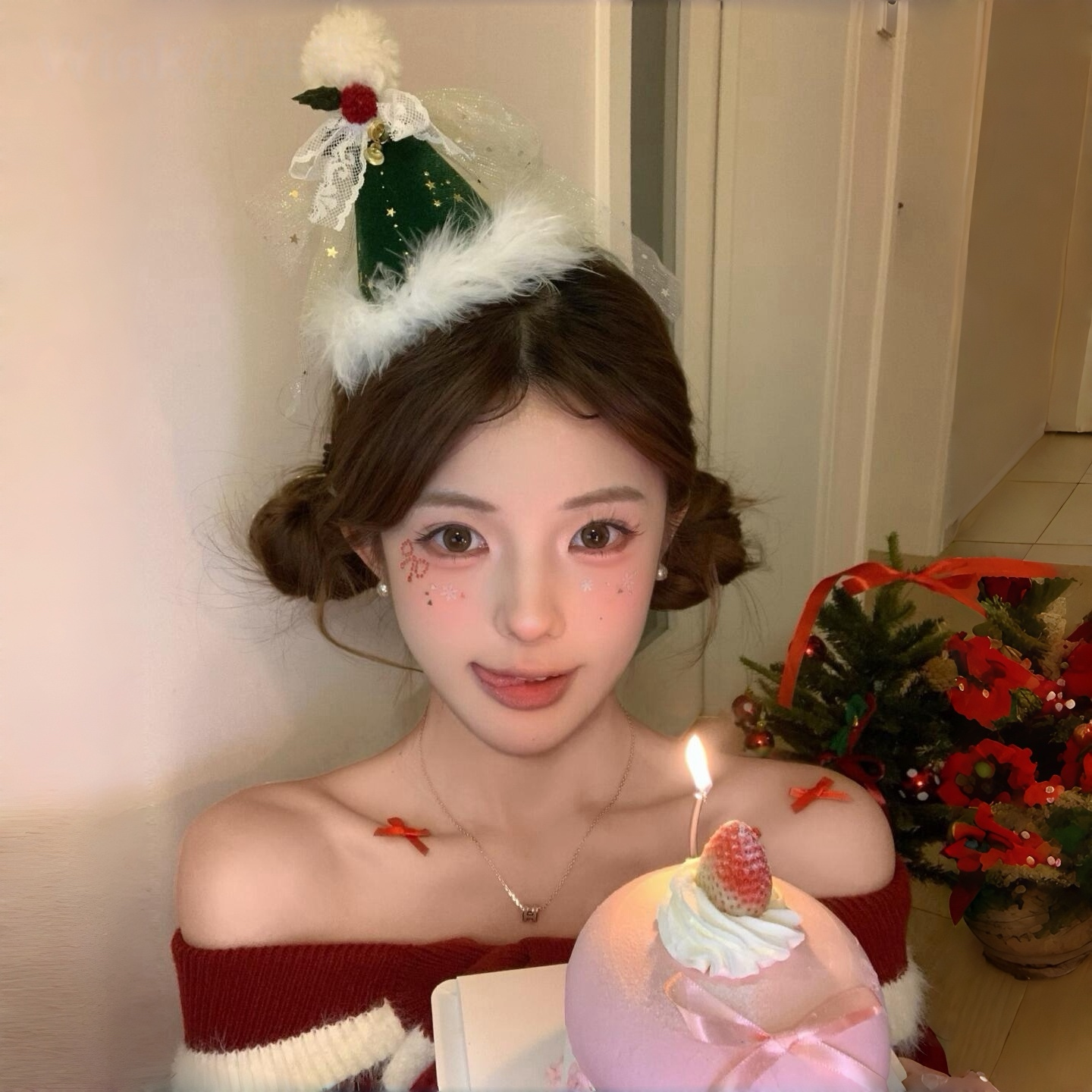 圣诞节蝴蝶结铃铛毛球绿色圣诞帽子女冬季氛围感头饰发饰毛绒帽,服饰配件/皮带/帽子/围巾,帽子,淘宝优惠券,粉丝福利购,淘宝优惠卷