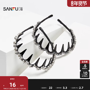 三福大小珠头箍单个 轻奢高颅顶造型发饰头饰配饰发箍 842487