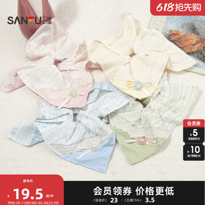 三福田园风方巾发圈单个 清新文艺发饰头饰发束发绳854899
